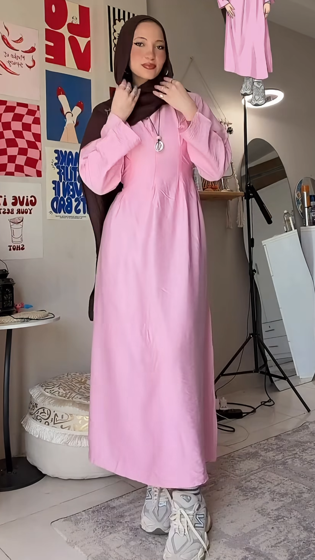 فستان كتان رباط و حلقات
