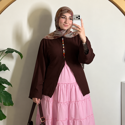 بلوزه كتان زراير ملونه